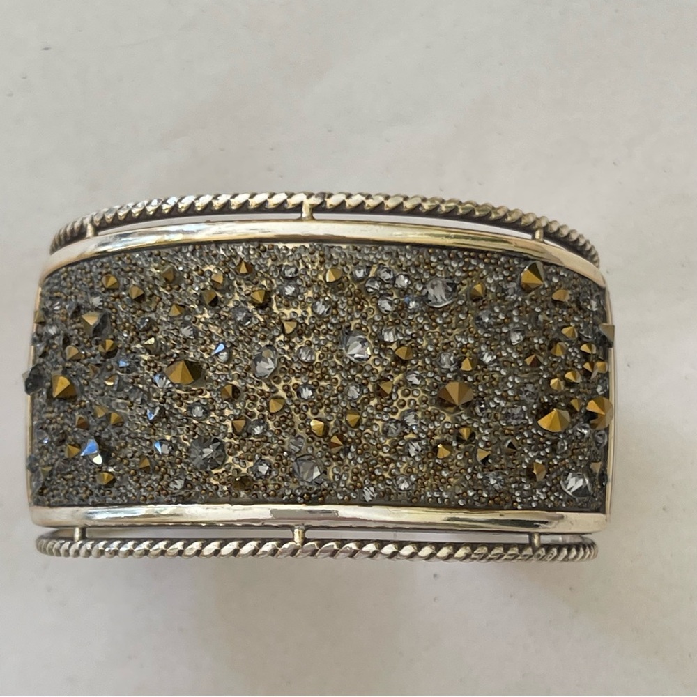Brighton Silver and Gray Cuff Bracelet with Sparkling Inlay
